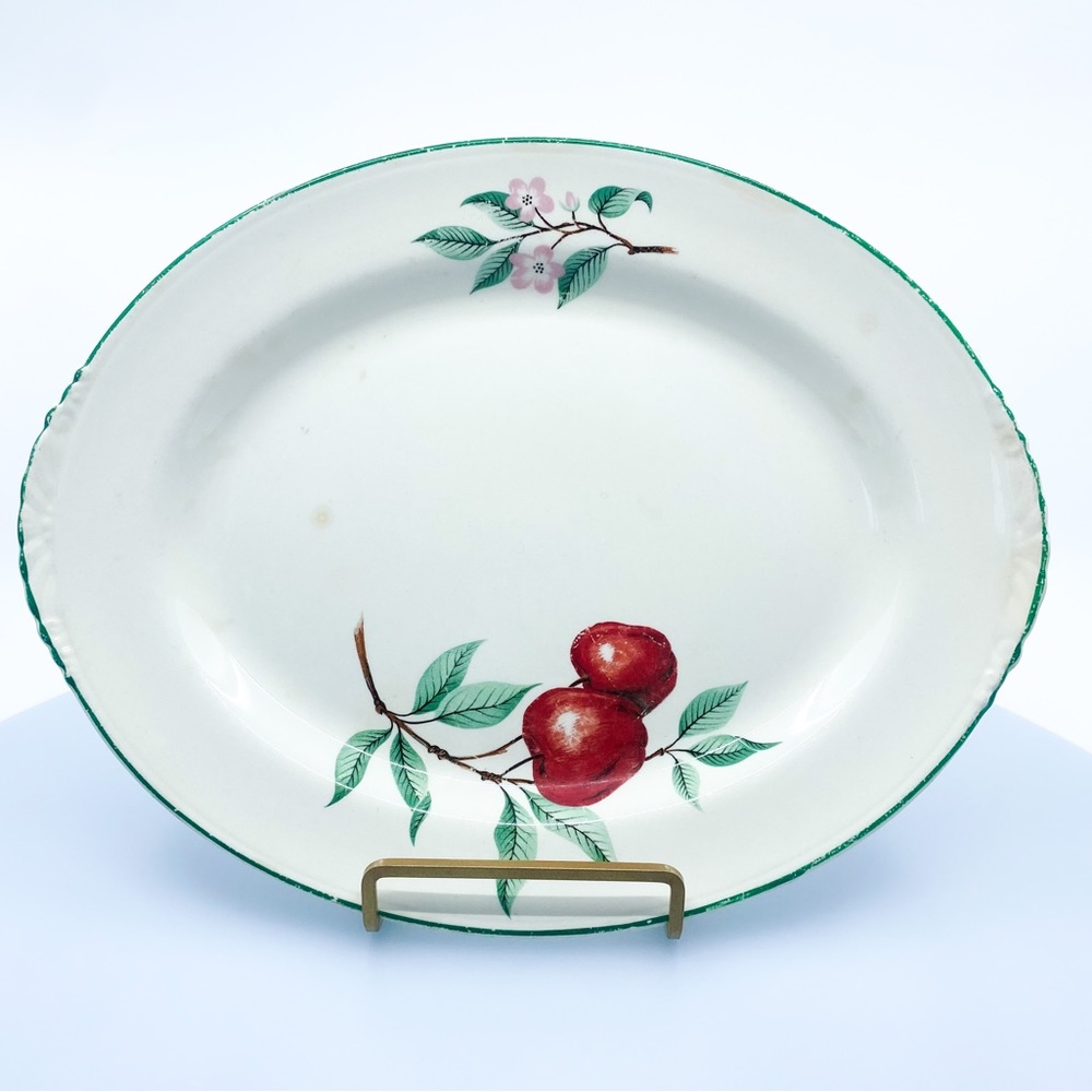 Vintage 1950s Homer Laughlin Nautilus Red Apple Oval Platter 11.75”